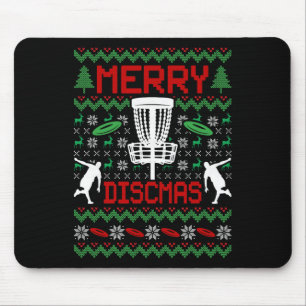 Vintage Funny Disc Golf Ugly Christmas Mouse Pad