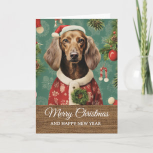 Vintage Funny Dog in Costume Christmas  Card