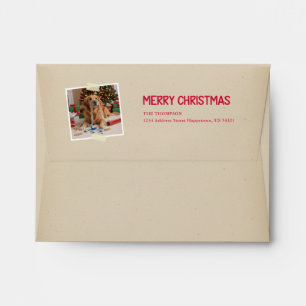 Vintage Funny Dog Photo Festive Christmas Holiday Envelope