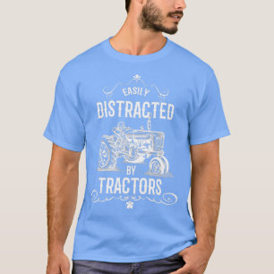 Vintage Funny Easily Distracted by Tractors Desig T-Shirt
