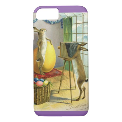 Vintage Funny Easter Bunny Rabbit Photographer iPhone 87 Case