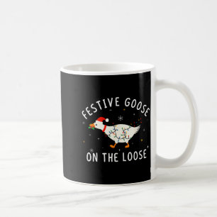 Vintage Funny Festive Goose On The Loose Christmas Coffee Mug