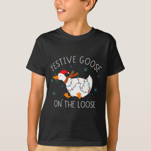 Vintage Funny Festive Goose On The Loose Christmas T-Shirt