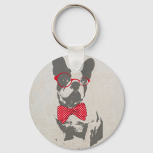 Vintage Funny French Bulldog Keychain