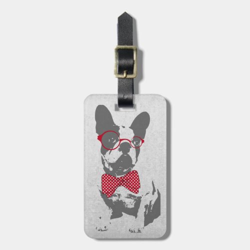 Vintage Funny French Bulldog Luggage Tag