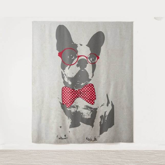 Vintage Funny French Bulldog Tapestry (Front)