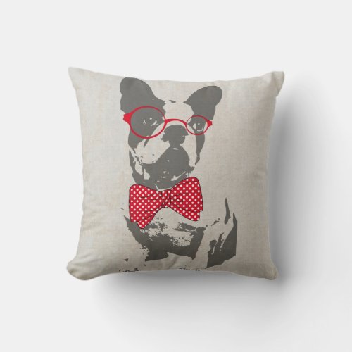 Vintage Funny French Bulldog Throw Pillow