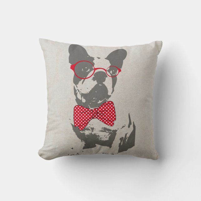 Vintage Funny French Bulldog Throw Pillow (Front)