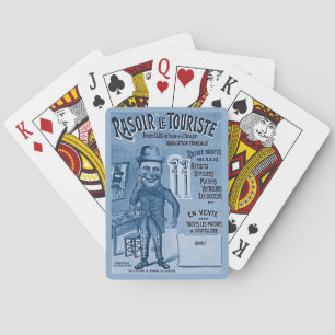 Vintage Funny French Men's Razor 1890 Ad Image Poker Cards