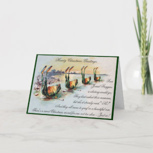 Vintage Funny Frogs Christmas Greeting Card