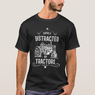Vintage Funny Graphic Easily Distracted by Tractor T-Shirt