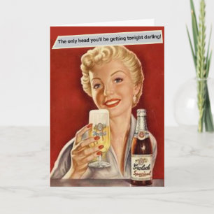 Vintage funny greeting card - The only head