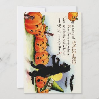 Vintage Funny Halloween Cat Flat Holiday Card by mrcountscary at Zazzle