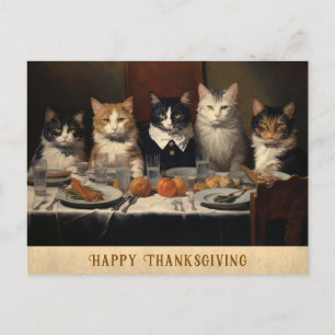 Vintage Funny Happy Thanksgiving Cats Postcard
