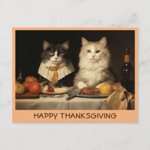 Vintage Funny Happy Thanksgiving Cats Postcard