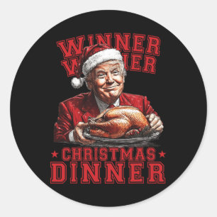 Vintage Funny Humorous Trump Winner Winner Christm Classic Round Sticker