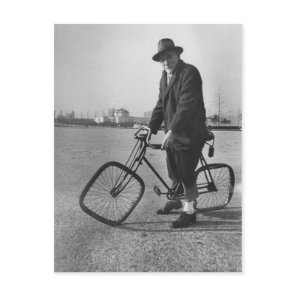 Vintage Funny Man Riding a Bike Square Wheels Postcard