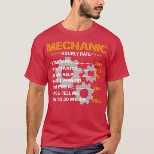 Vintage Funny Mechanic Hourly Rate Labor Rates  T_Shirt