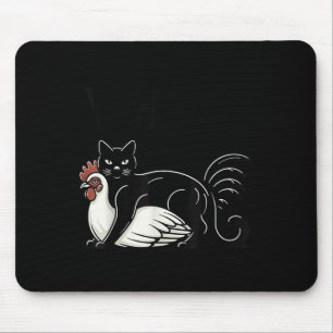 Vintage Funny Meme Cute Kitty Cat And Chicken What Mouse Pad