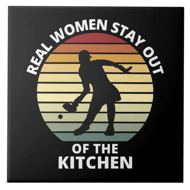 Vintage Funny Pickleball Women Ceramic Tile (Front)