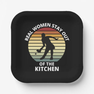 Vintage Funny Pickleball Women Paper Plates