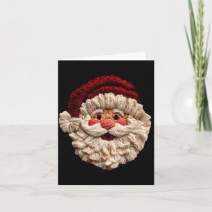 Vintage Funny Preppy Faux Yarn Santa Claus Face Me Card