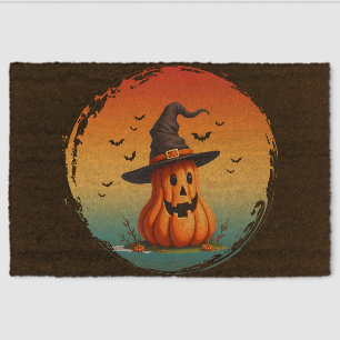 vintage funny pumpkin fall autumn season fiber doormat