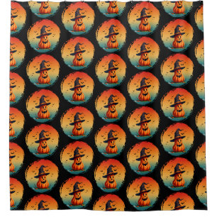vintage funny pumpkin fall autumn season shower curtain