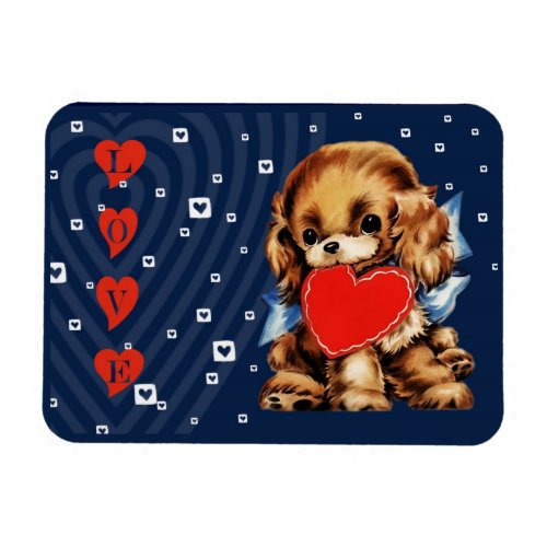 Vintage Funny Puppy Valentines Day Gift Magnet