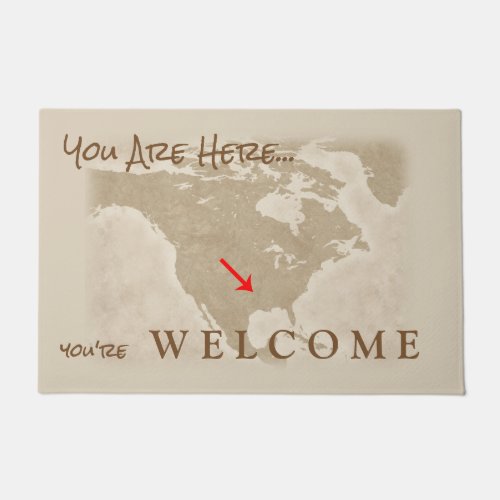 Vintage Funny Quote You Are Here Spoof GPS Map Doormat