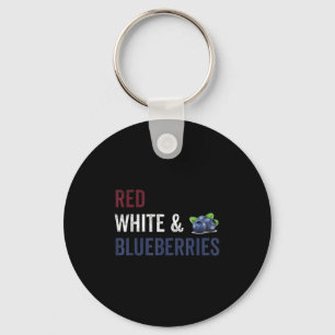 Vintage Funny Red, White And Blueberries Patriot Keychain
