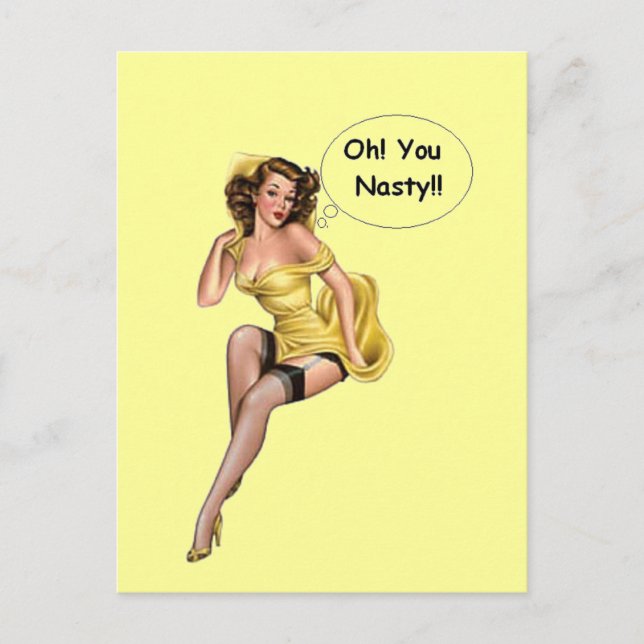 Vintage Funny Retro Girl OhYou Nasty Postcard (Front)