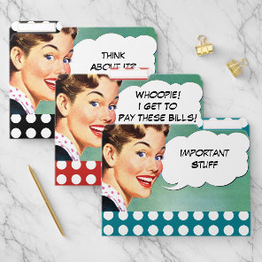 Vintage Funny Retro Women - Bill Paying Organizer File Folder