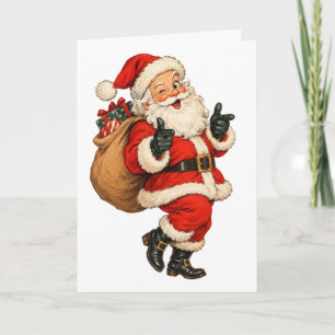 Vintage Funny Santa Claus Christmas Illustration Card