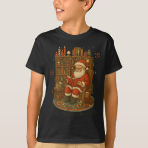Vintage Funny Santa Reading Book Christmas Bookwor T-Shirt