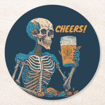 Vintage funny skeleton beer drinking modern
