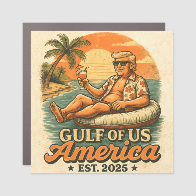 Vintage Funny Trump America's Gulf 2025 Car Magnet (Front)