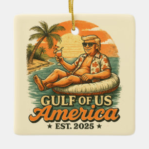 Vintage Funny Trump America's Gulf 2025 Ceramic Ornament