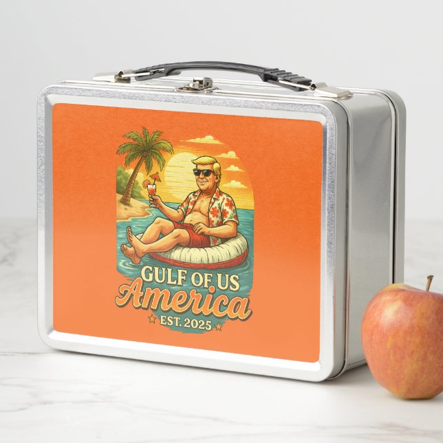 Vintage Funny Trump America's Gulf 2025 Metal Lunch Box (In Situ)
