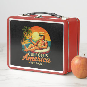 Vintage Funny Trump America's Gulf 2025 Metal Lunch Box