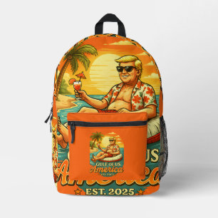 Vintage Funny Trump America's Gulf 2025 Printed Backpack