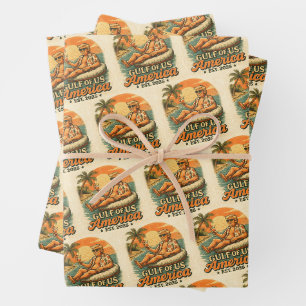 Vintage Funny Trump America's Gulf 2025 Wrapping Paper Sheets
