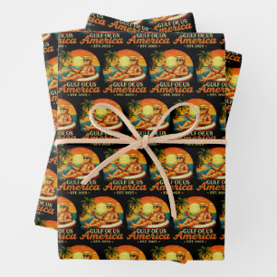 Vintage Funny Trump America's Gulf 2025 Wrapping Paper Sheets