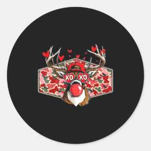 Vintage Funny Valentines Hunting Deer Camo Xoxo Cu Classic Round Sticker