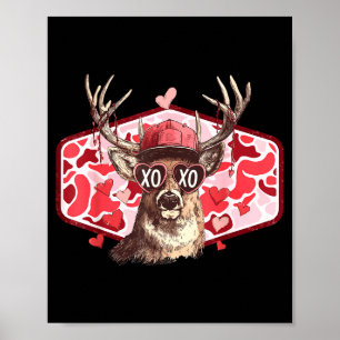 Vintage Funny Valentines Hunting Deer Camo Xoxo Cu Poster