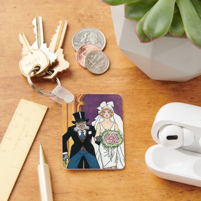 Vintage Funny Wedding, May December Romance Keychain (Desk)