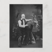 Vintage Funny Weird Man and Horse Photograph