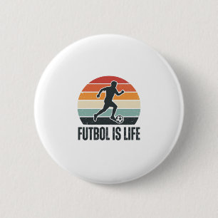 Vintage Futbol Is Life Soccer Player Shirt Design_ Button