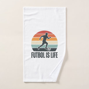 Vintage Futbol Is Life Soccer Player Shirt Design_ Hand Towel