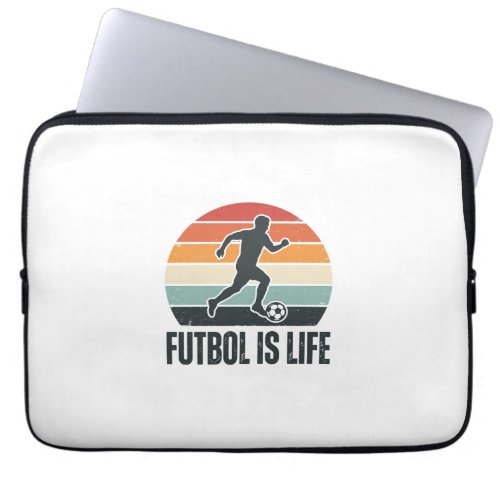 Vintage Futbol Is Life Soccer Player Shirt Design_ Laptop Sleeve